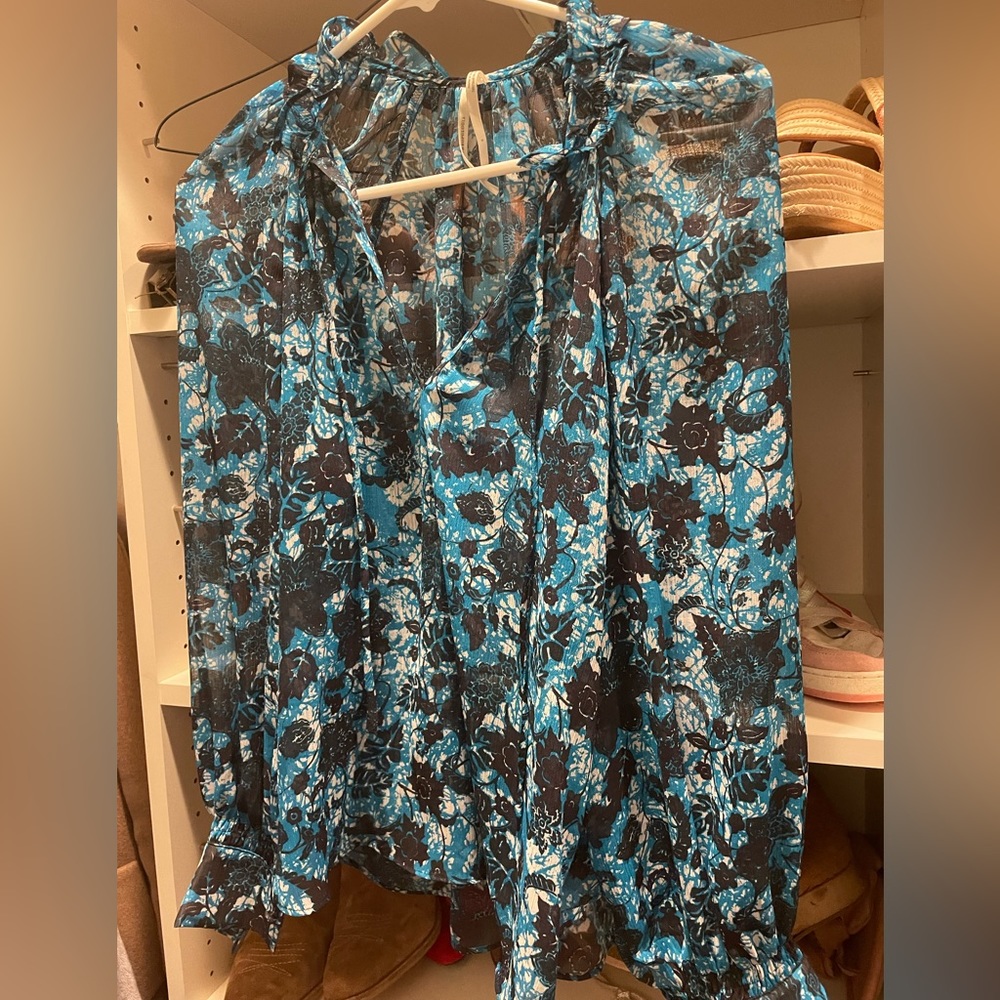 Anthro blue blouse